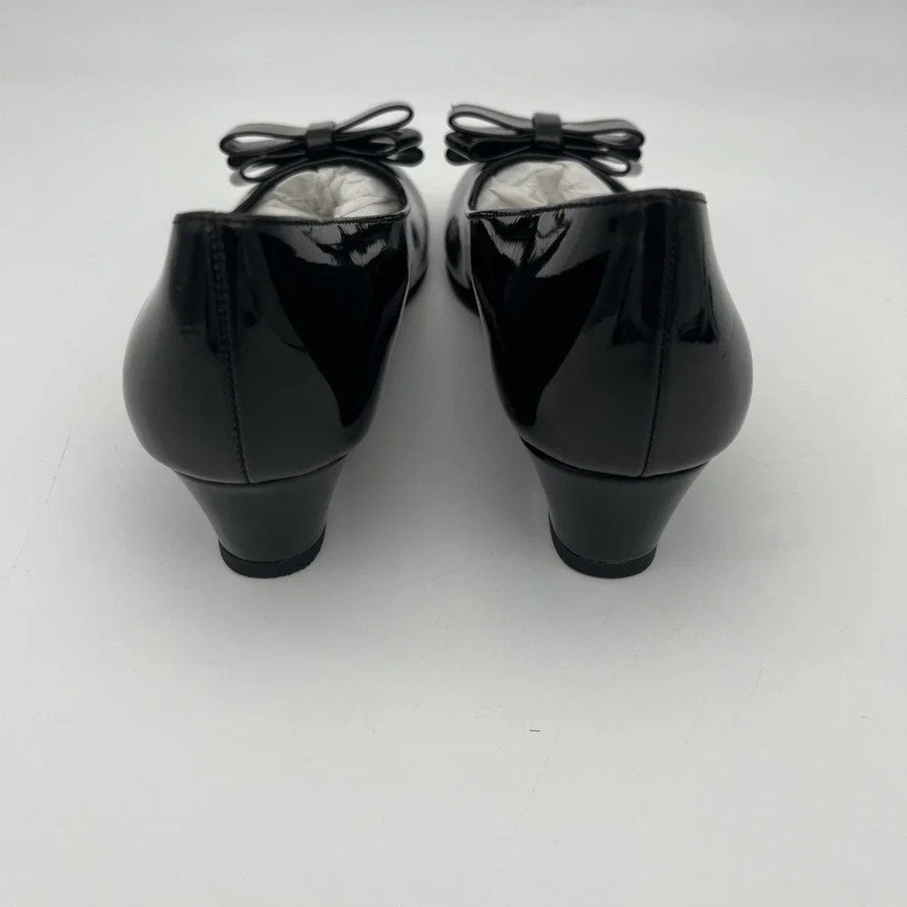 American Eagle Mairin Youth Girls' Black Patent Wedge Heel Dress Shoes size‎ 13